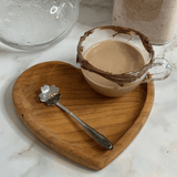 Xícara de Chá com Prato de Coração Madeira Teca - 190 ml - Ela Decora