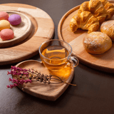 Xícara de Chá Com Prato Madeira Liptus Coração 190ml - Ela Decora