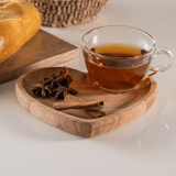 Xícara de Chá Com Prato Madeira Liptus Coração 190ml - Ela Decora