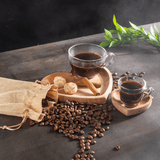 Xícara de Chá Com Prato Madeira Liptus Coração 190ml - Ela Decora