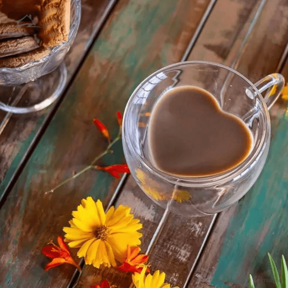 Xicara de Coração Parede Dupla em Vidro Borossilicato 80ml - Ela Decora