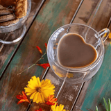 Xicara de Coração Parede Dupla em Vidro Borossilicato 80ml - Ela Decora