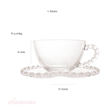 Xícara para Chá com Pires Borda Coração - 170 ml - Ela Decora