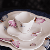 louça de borboleta branca rosa e azul para mesa posta