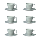 Jogo 6 Xicaras de Café com Colher em Porcelana Branca 80ml