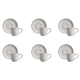 jogo 6 xícaras de café Daily Snow brancas com pires fundo branco