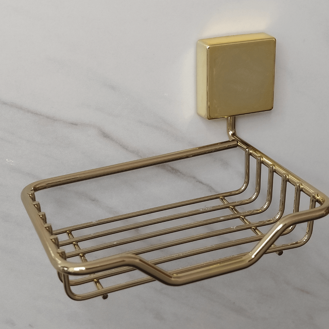Saboneteira Aramada de Parede Fixação Parafuso Dourado