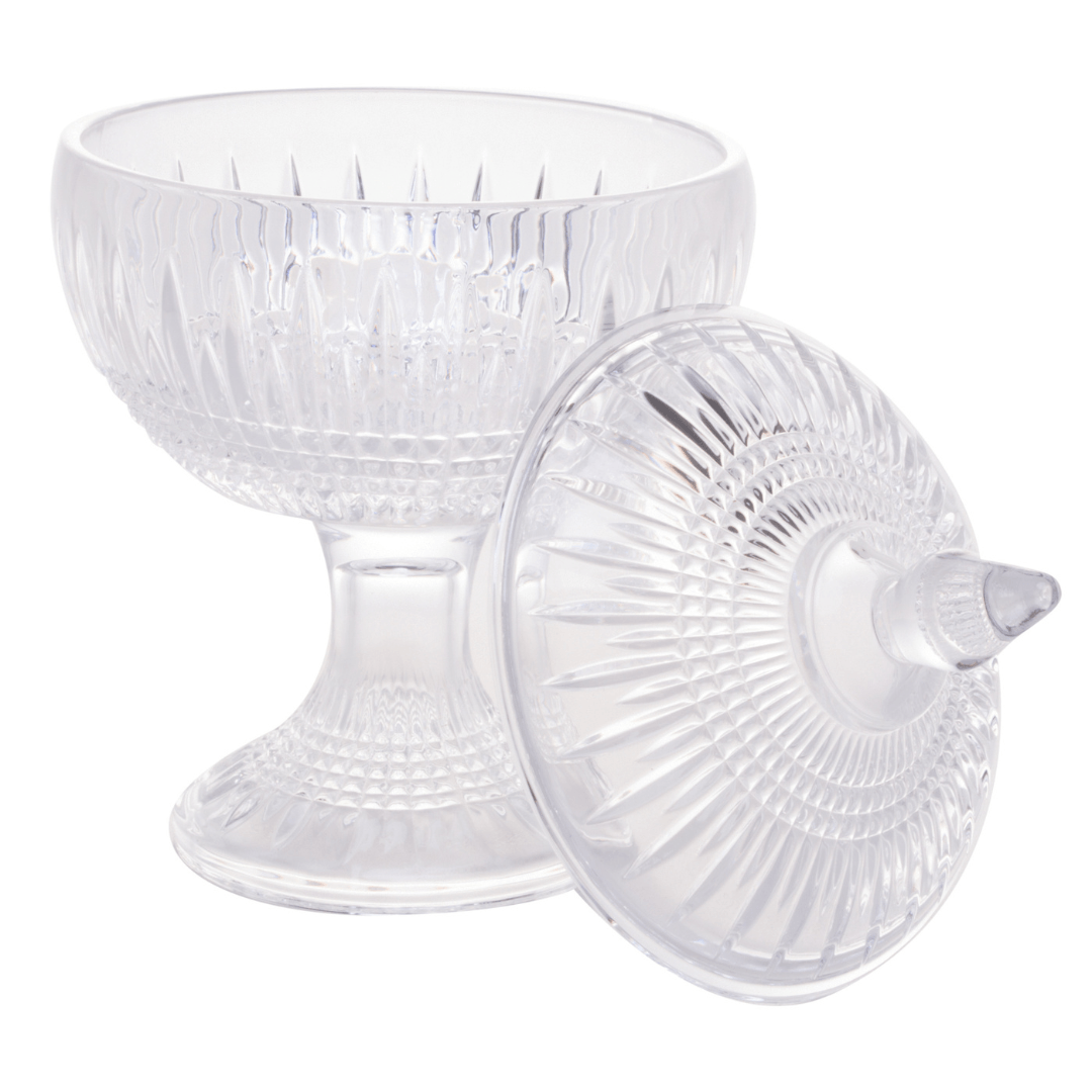 Potiche Bomboniere com Pé de Cristal 22cm Queen