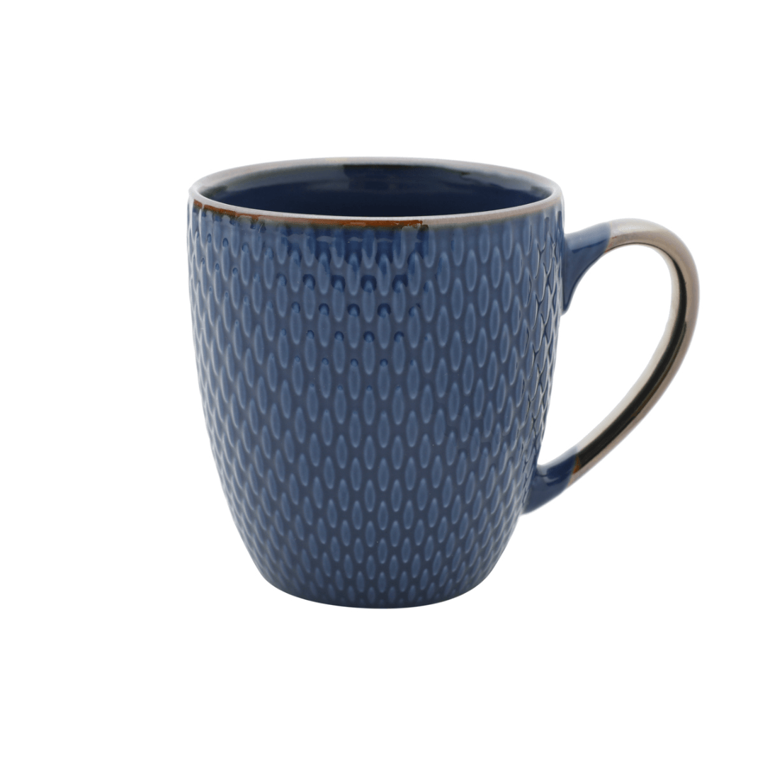 Caneca Porcelana Azul Drops com Detalhe Metalizado - 400ml