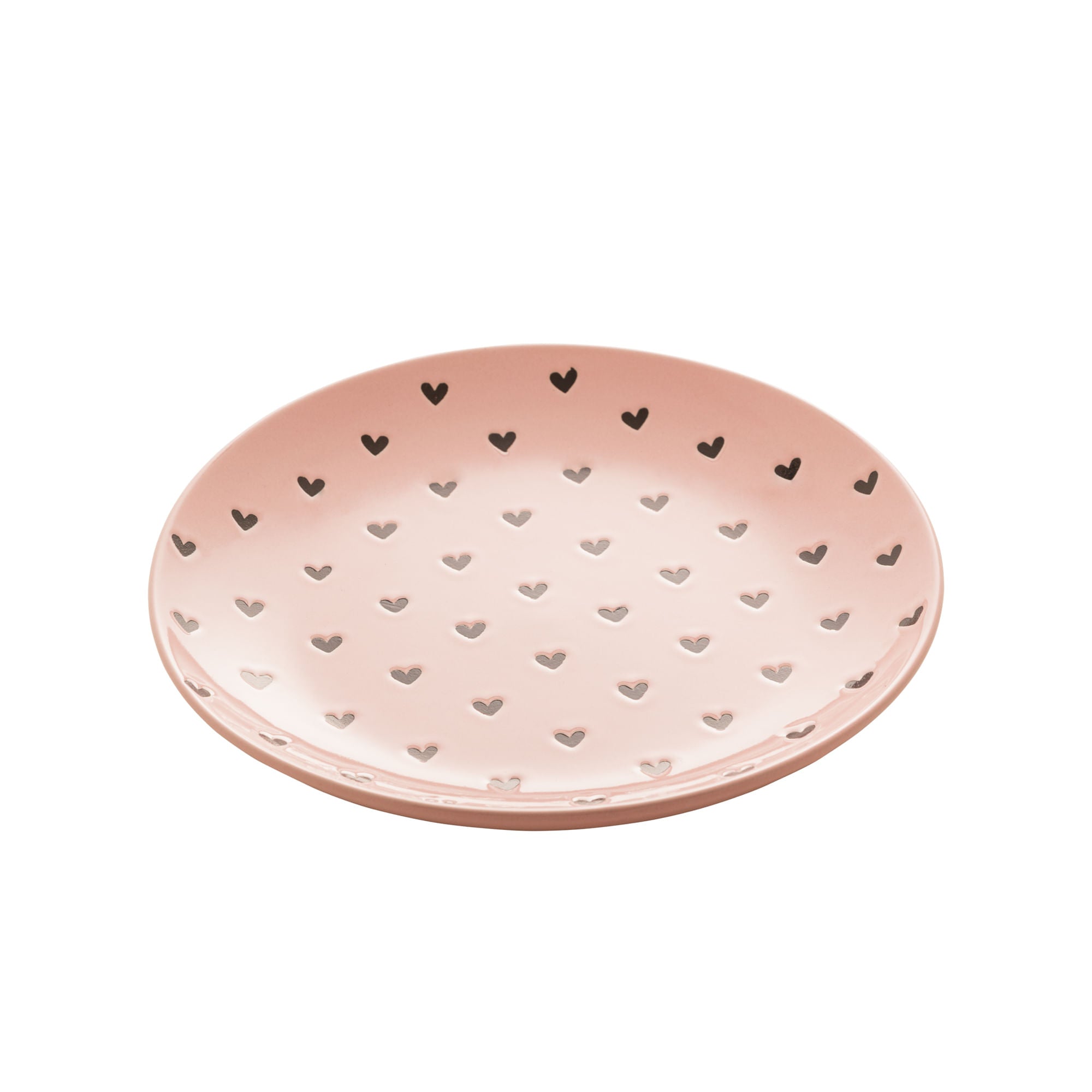 Prato em Cerâmica Coração Rosa 20,5cm