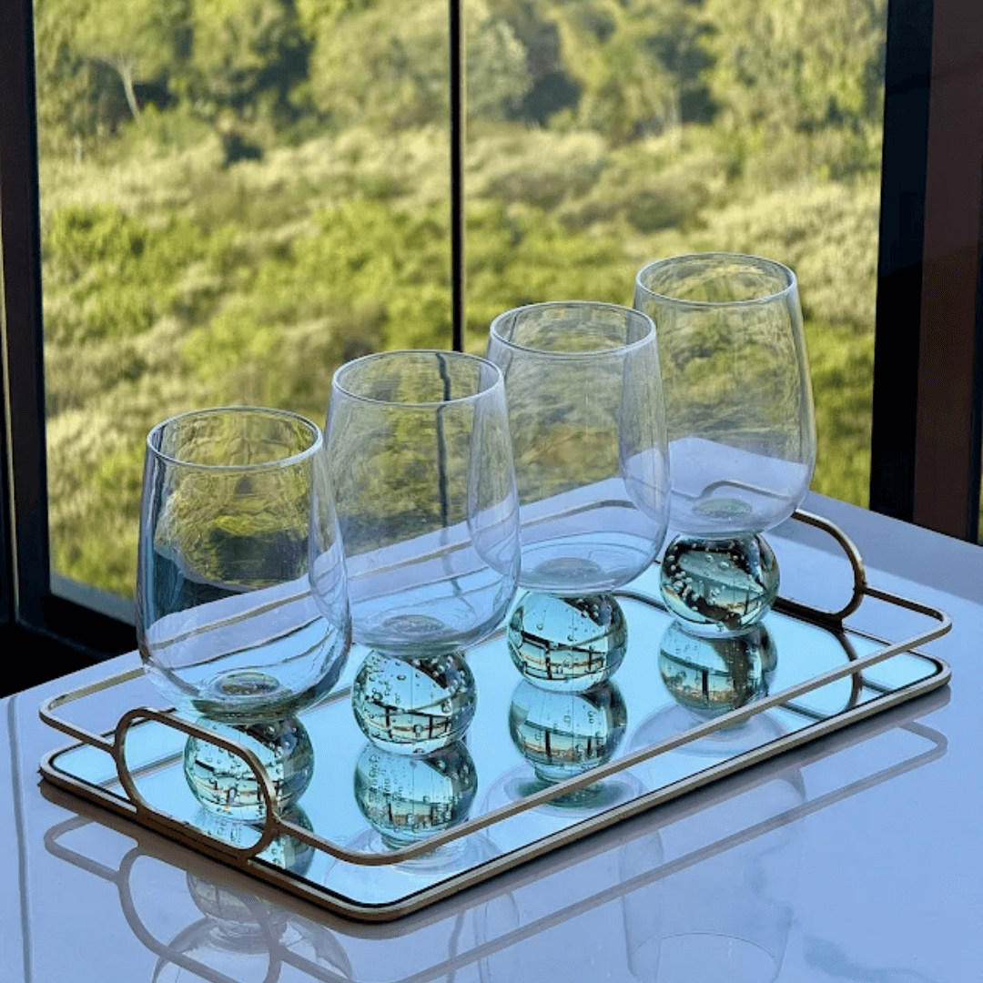 Taça Copo Elegante Transparente e Verde 540ml