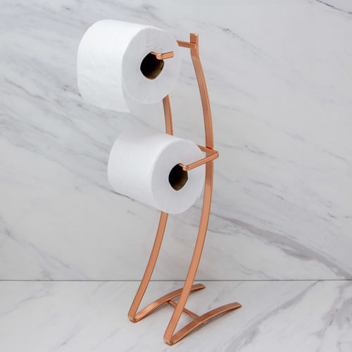 Porta Papel Higiênico Aço Piatina 2 Rolos Rose Gold
