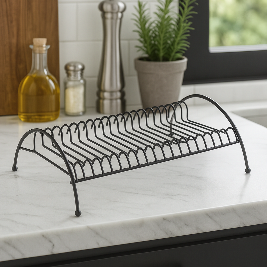 Organizador De Pratos Para Armário e Pia Preto Linha Black