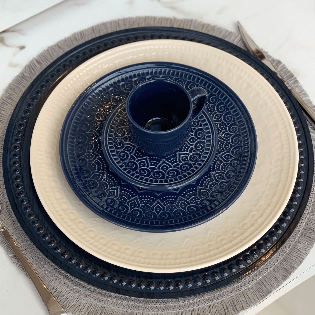 Jogo 6 Xícaras de Café com Pires Agra Deep Blue Azul 112ml