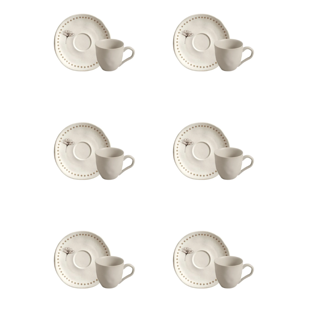 Jogo 6 Xícaras de Café com Pires Orgânico Amana 120ml