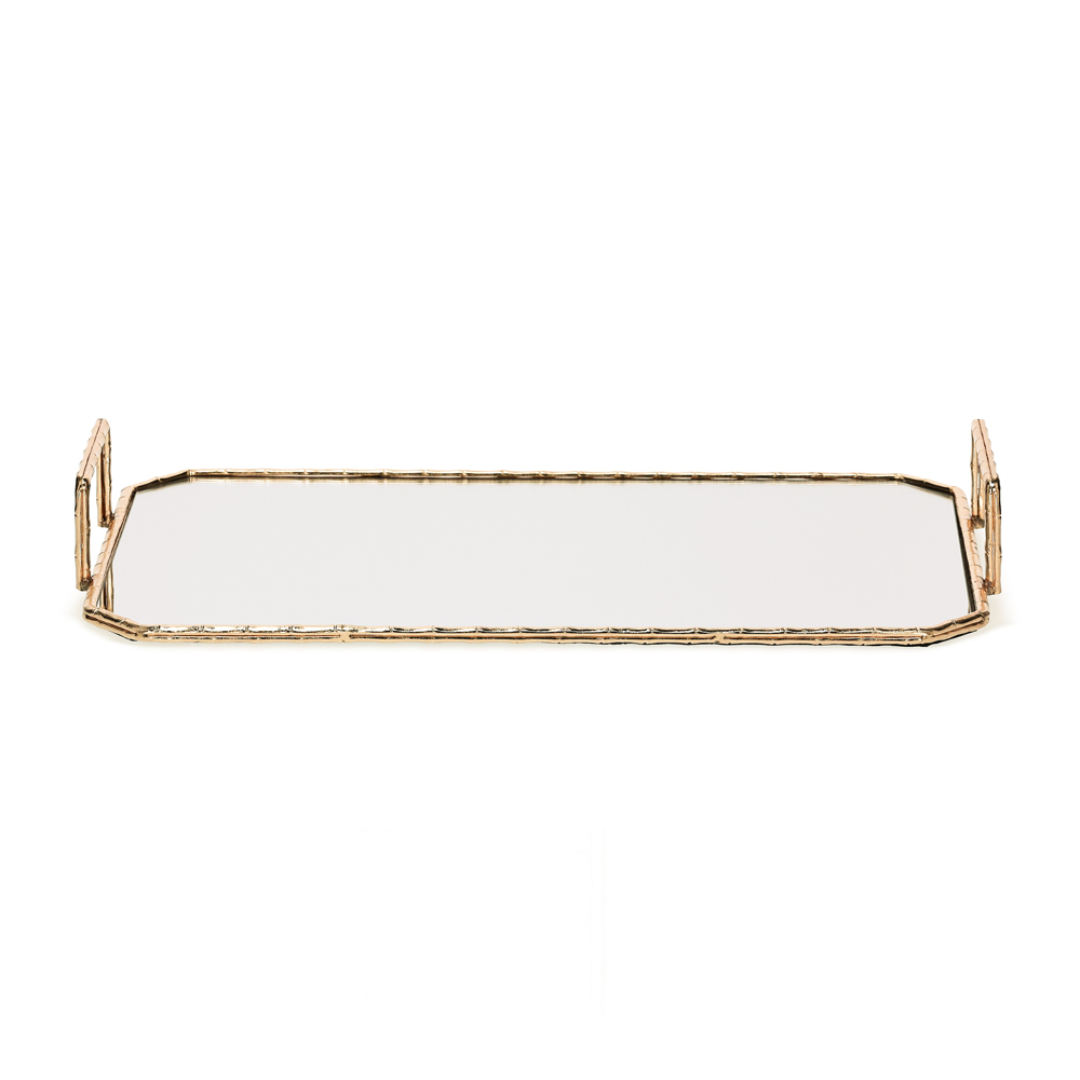 Bandeja em Metal Dourada com Espelho G 46,5cm