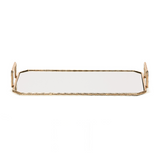 Bandeja em Metal Dourada com Espelho G 46,5cm