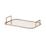 Bandeja em Metal Dourada com Espelho P 39,5cm