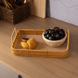 Bandeja Retangular Kali com Alças Marrom 30cm
