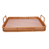 Bandeja Retangular Kali com Alças Marrom 30cm