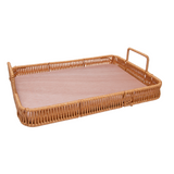 Bandeja Retangular Kali com Alças Marrom 30cm
