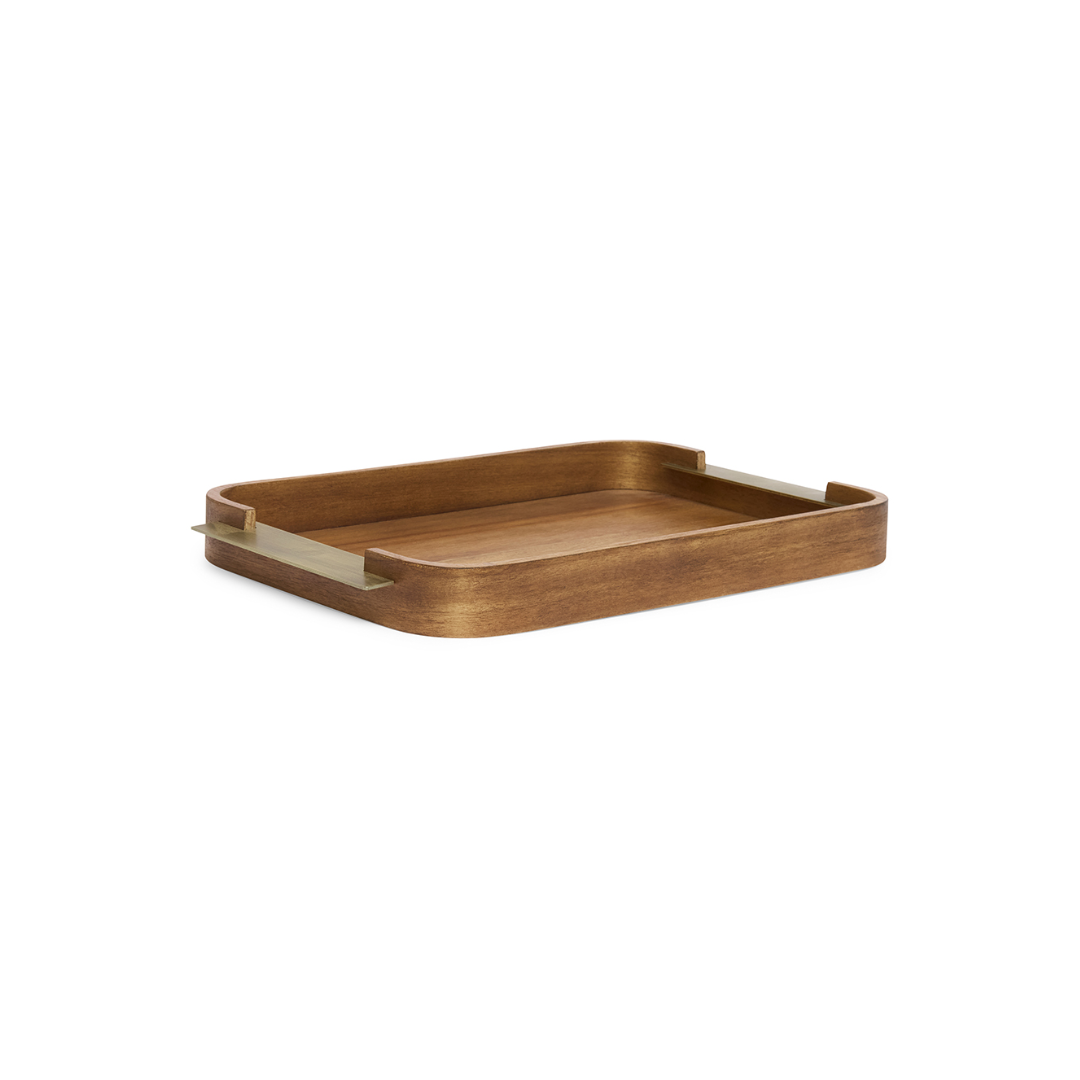 Bandeja decorativa MDF 38,5cm com puxadores metal lateral