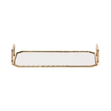 Bandeja em Metal Dourada com Espelho P 39,5cm