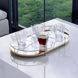 Bandeja em Metal Dourado e Vidro Espelhado 34cm P