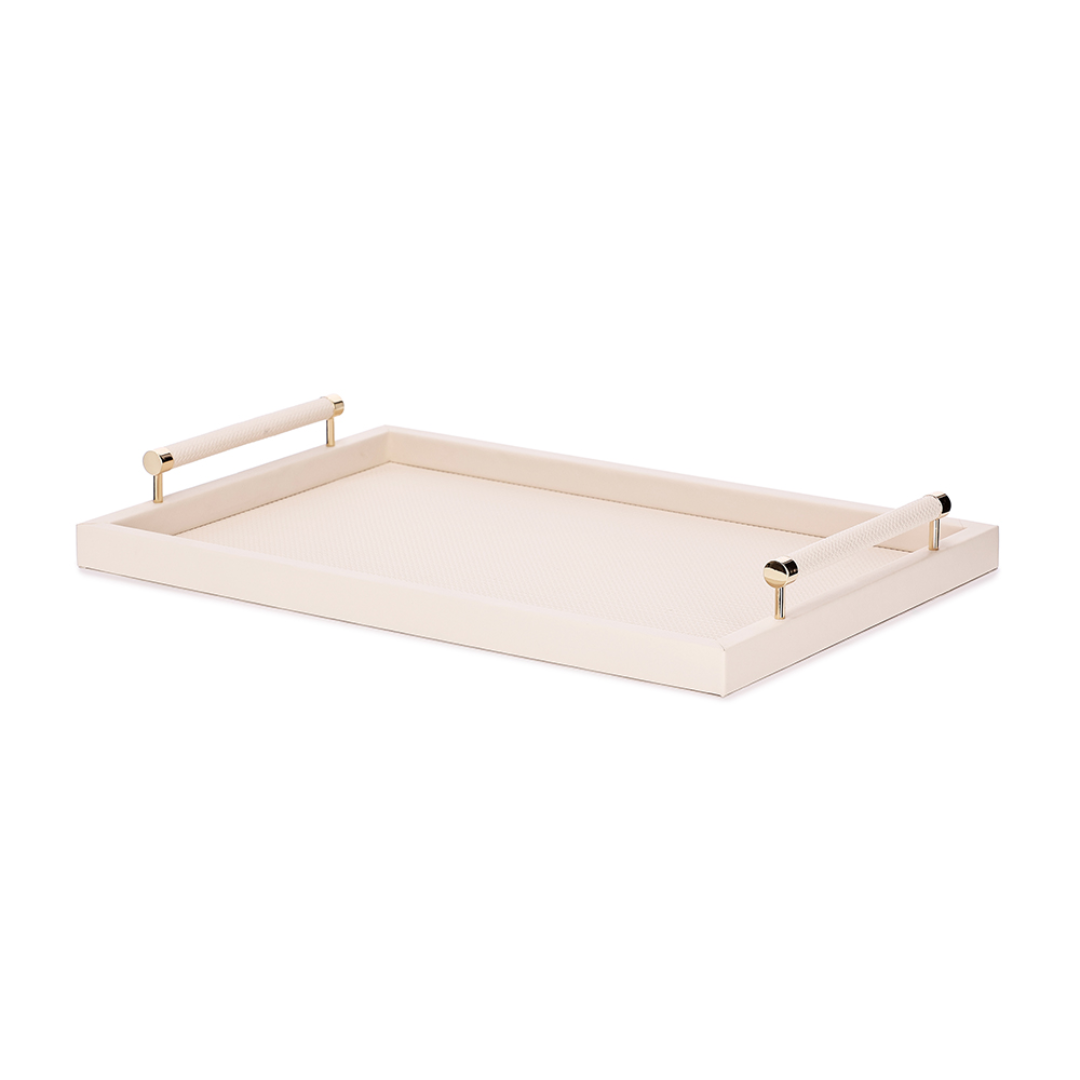 Bandeja em MDF e PU com Alças Cinza 52cm G