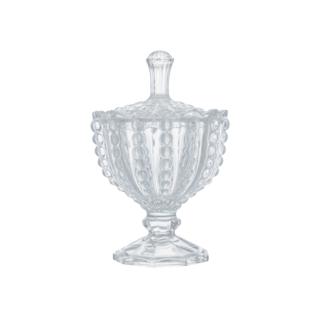 Mini Bomboniere com Pé de Cristal Bolhas 9,5cm
