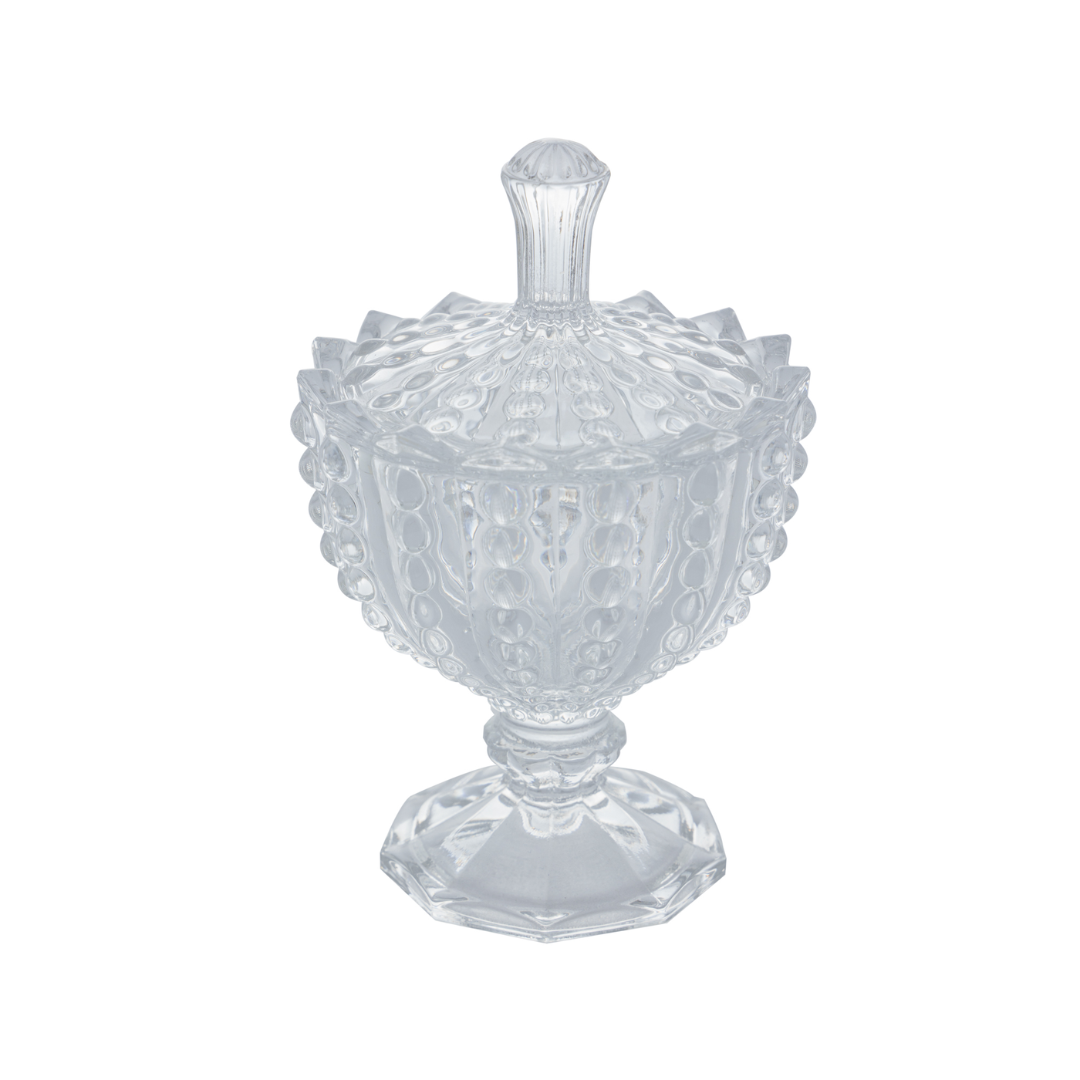 Mini Bomboniere com Pé de Cristal Bolhas 9,5cm
