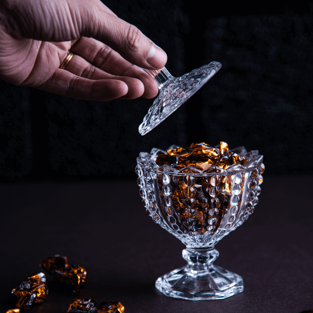 Mini Bomboniere com Pé de Cristal Bolhas 9,5cm