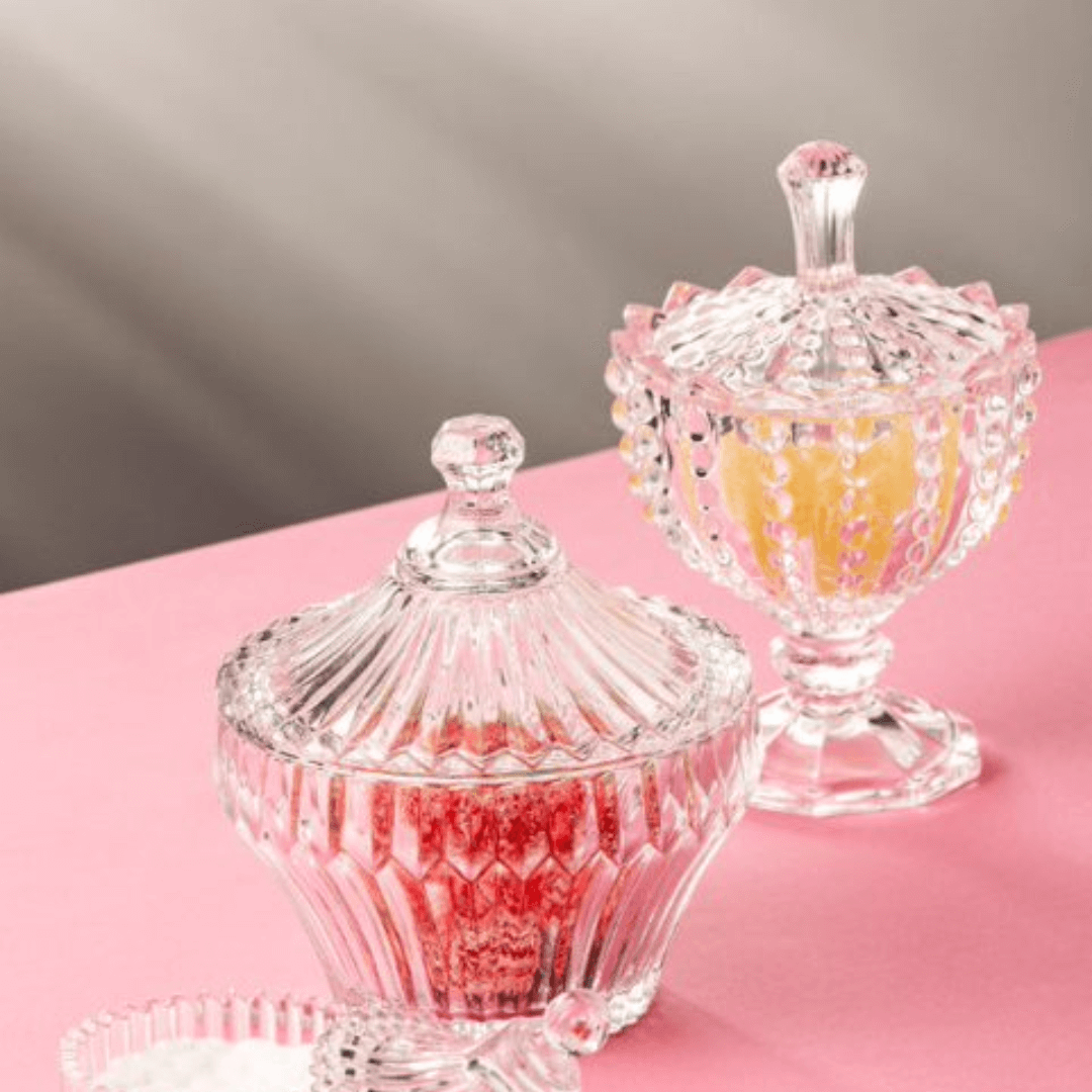 Mini Bomboniere com Pé de Cristal Bolhas 9,5cm