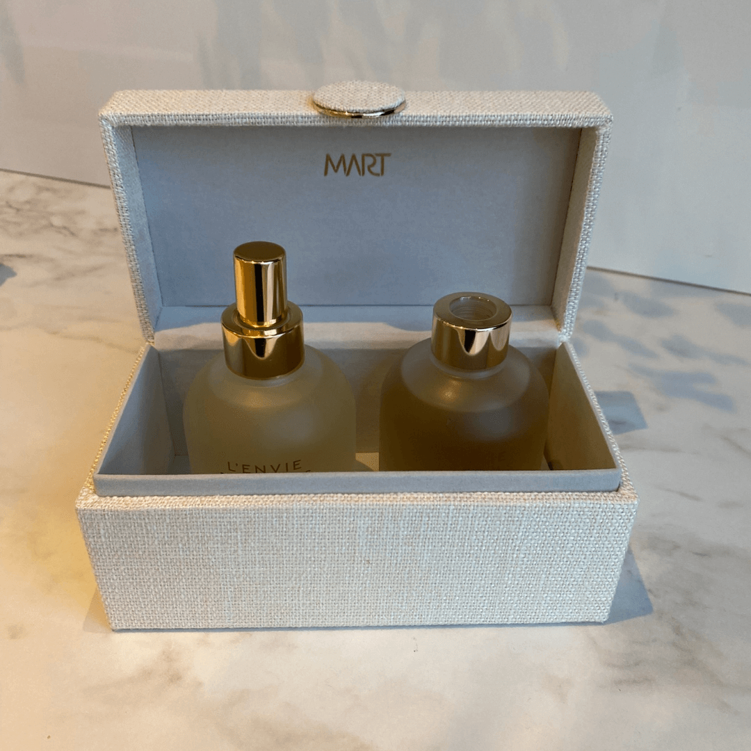 Caixa Decorativa em MDF e Linho off White 20,5cm