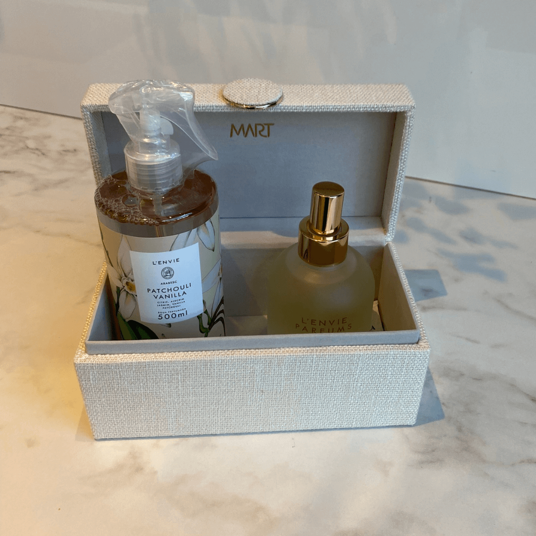 Caixa Decorativa em MDF e Linho off White 20,5cm