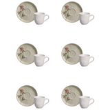 Jogo 6 Xícaras de Café com Pires Bio Campestre 120ml