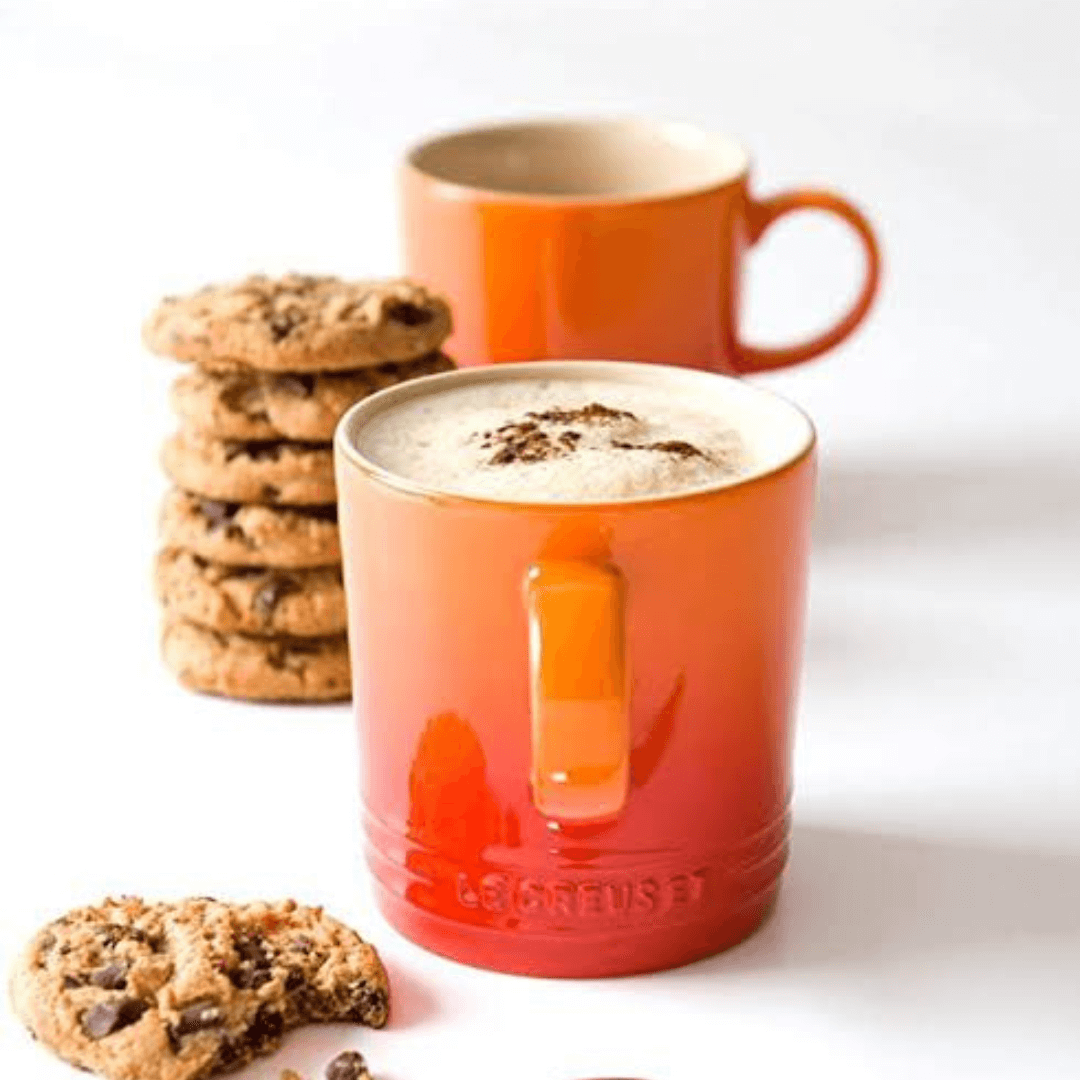 Caneca de cappuccino laranja com alça