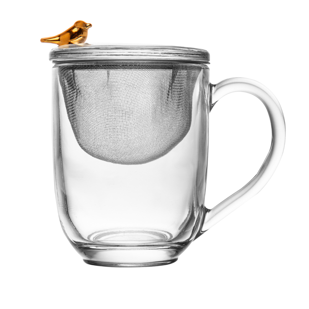 Caneca com Tampa e Filtro Cristal Golden Bird 350ml