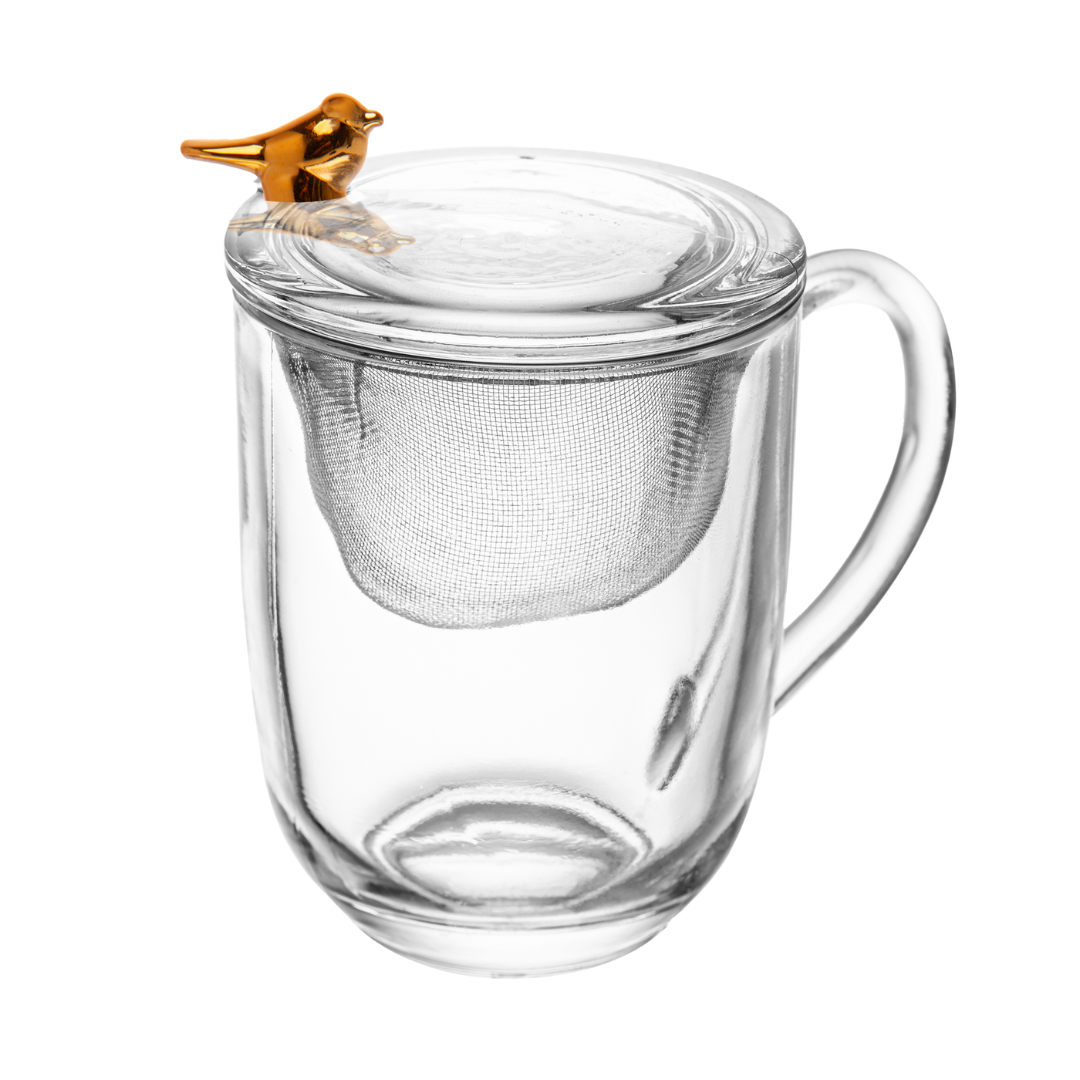 Caneca com Tampa e Filtro Cristal Golden Bird 350ml