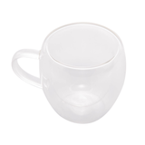 Caneca de vidro com alça lateral e formato arredondado 80ml