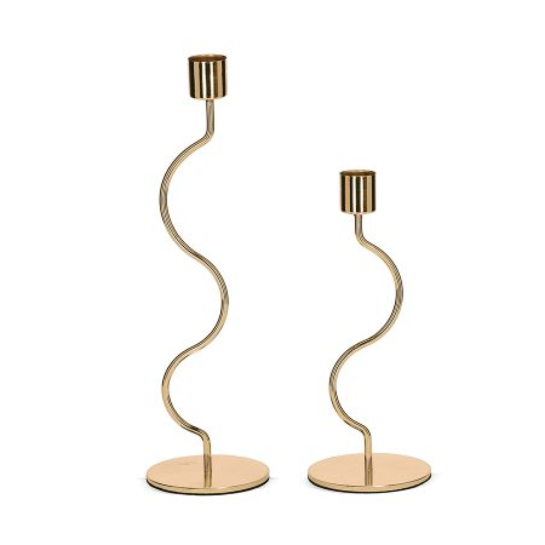 Kit 2 Castiçais de Metal Dourado