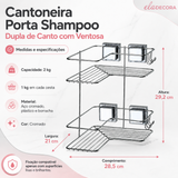 Cantoneira Porta Shampoo Dupla de Canto com Ventosa Cromado