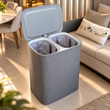 Cesto de Roupas Duplo Premium Cinza 90 Litros