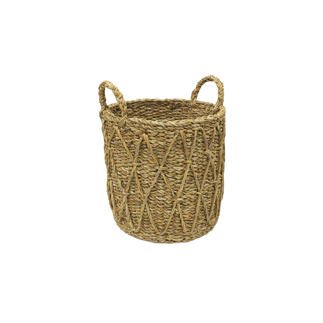 Cesto em Seagrass Trançado com Alças Caubi 28cm