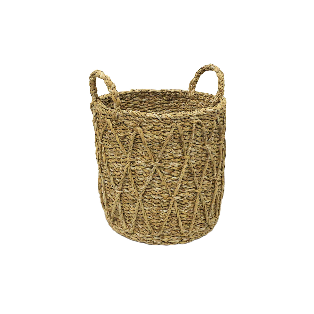 Cesto em Seagrass Trançado com Alças Caubi 32cm
