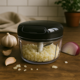 Mini Processador de Alimentos Manual em Plástico com 2 Laminas Preto e Cinza 200ml