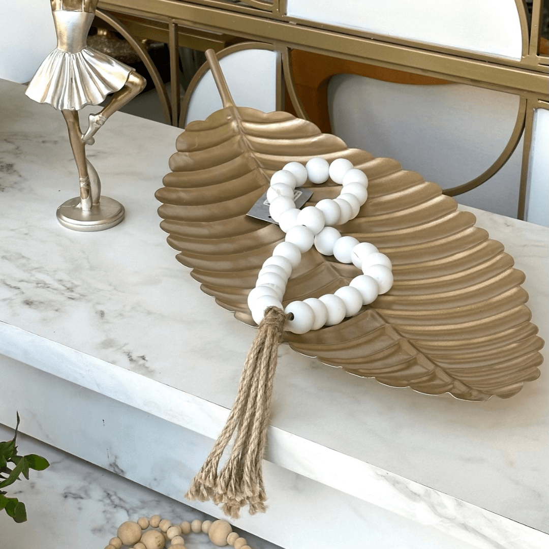 Colar Decorativo de Mesa em Madeira Branco 50cm
