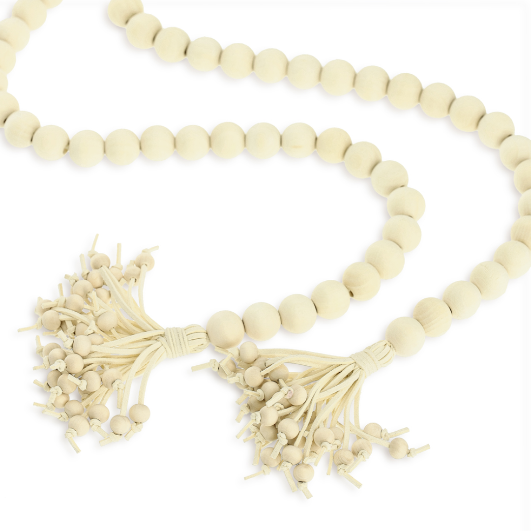 Colar Decorativo de Madeira Bege 151cm