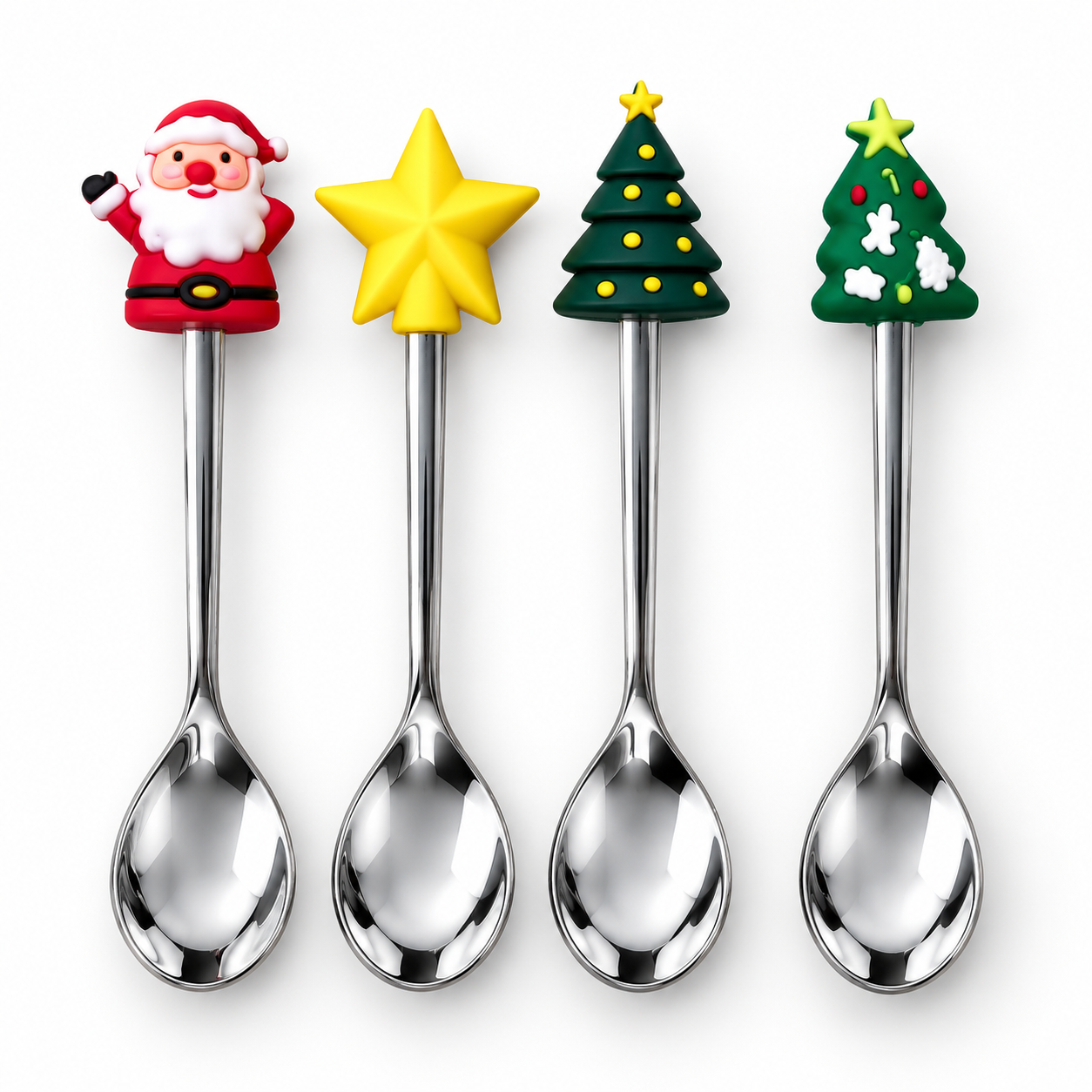 Jogo 4 Colheres Aço Inox Natal
