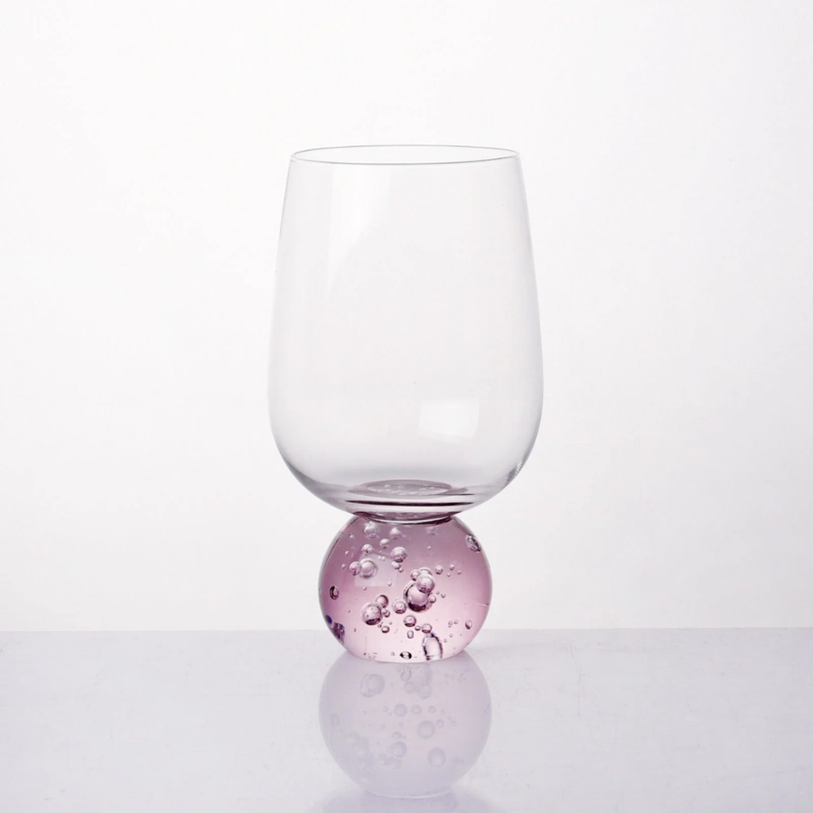 Copo Taça Base Esfera Rosa p/ vinho